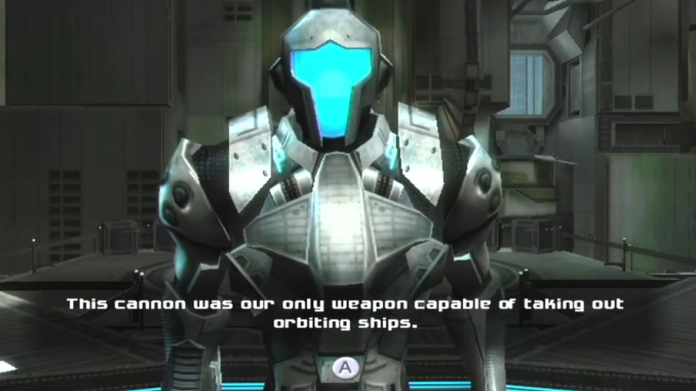 Space Federation Soldier Talking to Samus in Metroid Prime 3